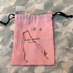 NWOT Kate Spade Rose Gold Yours Truly Yours Truly Pave Mini Heart Jewelry Set